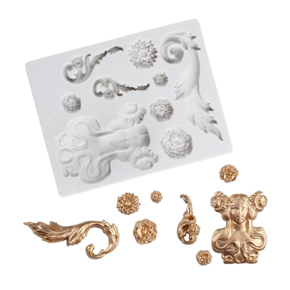 Sculpey формы силиконовые Винтажные Цветы Смола плесень 3d стеновые панели дизайн DIY УФ бетонные ювелирные аксессуары помадка глина плесень