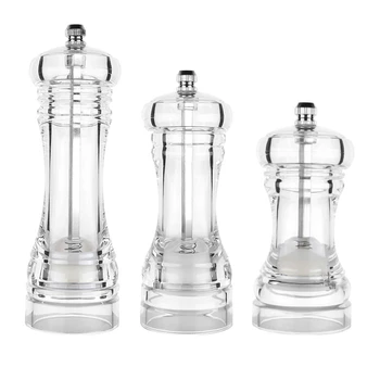 

3Pcs Pepper Grinder- Acrylic Salt and Pepper Shakers Adjustable Coarseness By Ceramic Rotor Kitchen Accessories
