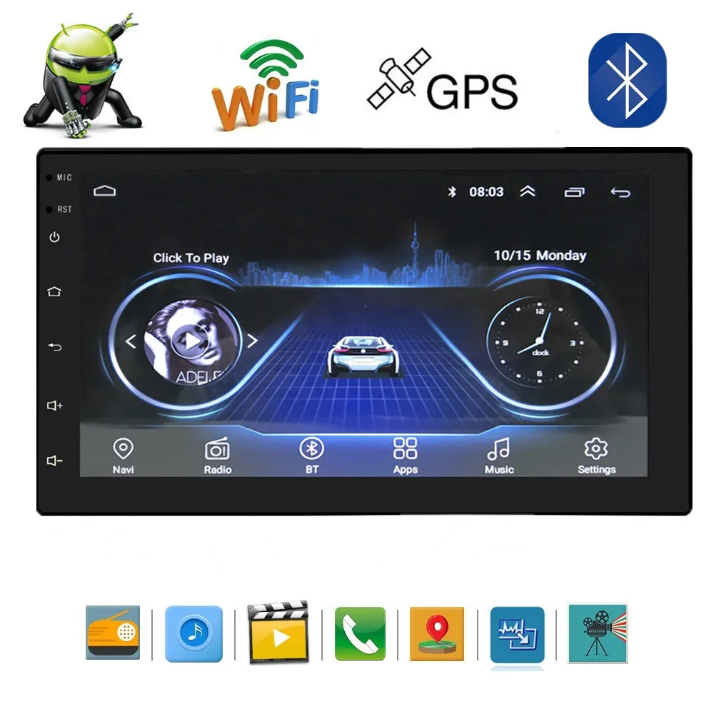 Android двойной Din Автомобильный мультимедийный плеер gps навигация Bluetooth аудио