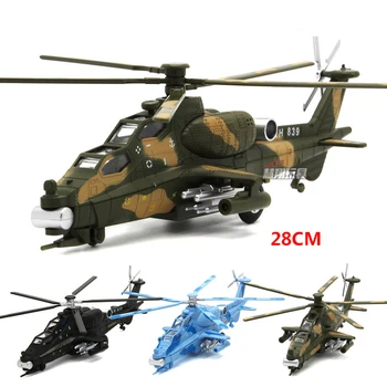 

1:28 Straight 10 Gunship Alloy Helicopter Model Light Sound Pull Back Propeller Power Airplane Model Toy Military Fan Collection