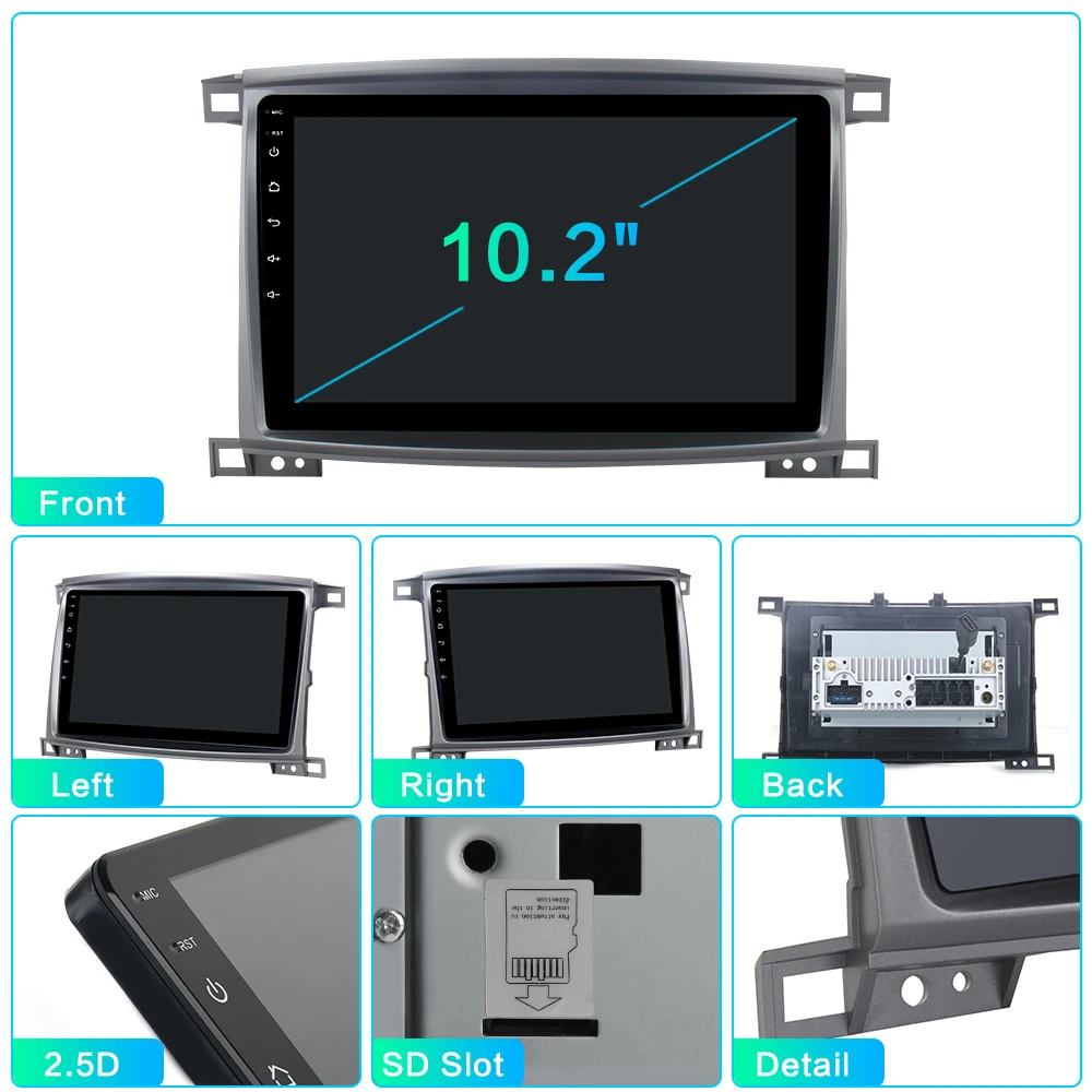 Радио 1 Din Android 9,0 автомобильный стерео для Toyota LC 100 Land Cruiser 100 2003 gps навигация Bluetooth 64 Гб rom