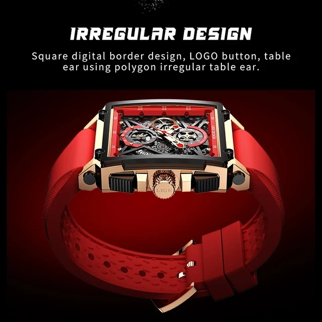 LIGE 2021 Men Watch Top Brand Luxury Waterproof Quartz Square Wrist Watches for Men Date Sports Silicone Clock Male Montre Homme 3