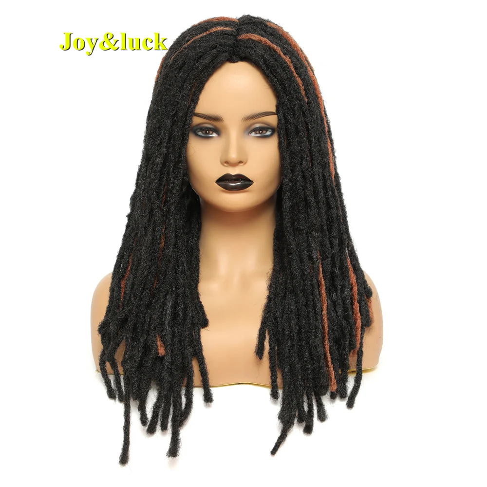 Synthetic Hair Wigs Long Dreadlock Hair Wig Black Mixed Brown Crochet Braids Wigs Middle Part Synthetic Braided Hair Women Daily Or Party Use