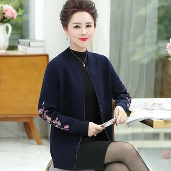 

2020 middle and old age women's wear, new style knitted sweater, cardigan, zipper sweater, coat, jacket.