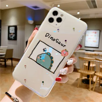 

Couple small dinosaur iPhone11promax/7 mobile phone shell flash drill Epoxy soft shell 8p 0615