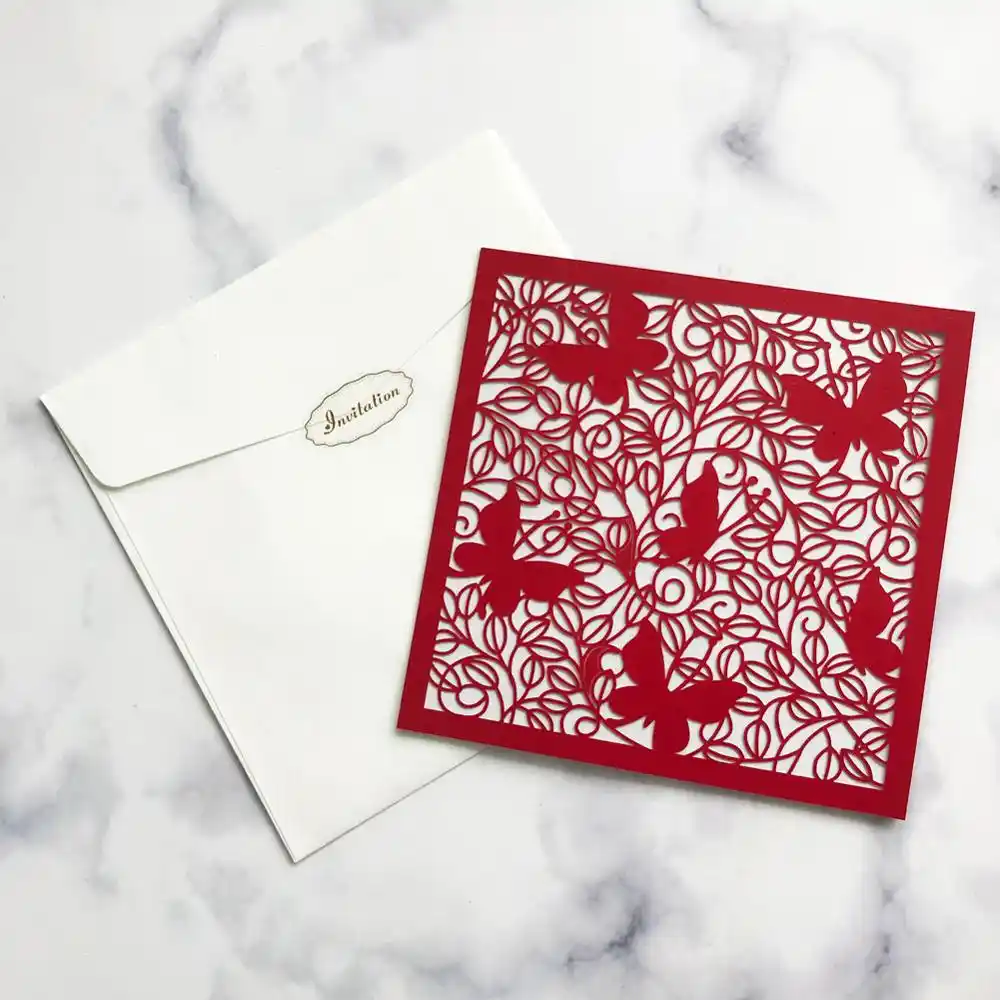 50pcs Lot Dark Blue Butterfly Wedding Invitation Card Envelope Lace Design For Festival Birthday Party Celebration Cards Invitations Aliexpress