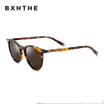 

New Sunglasses Men Polarized Vintage Round Leopard Print Frame Sun Glasses Luxurious Acetate Driver Glasses Driving Mirrors