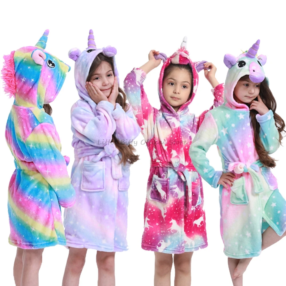 Albornoz princesa para niños y niñas De 2 a 11 años, albornoz De unicornio, bata De baño, bata De toalla, pijama|Batas| - AliExpress