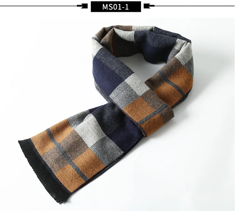 Luxury Brand Plaid Cashmere Scarf for Men Winter Warm Neckerchief Male Business Scarves Long Pashmina Christmas Gifts