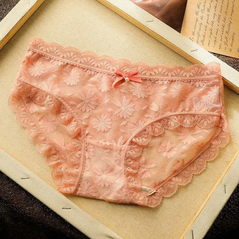 New Japanese Style Underwear Sexy Lace Panties Fashion Comfort Transparent  Briefs Mid Waist Seamless Underpants Female Lingerie