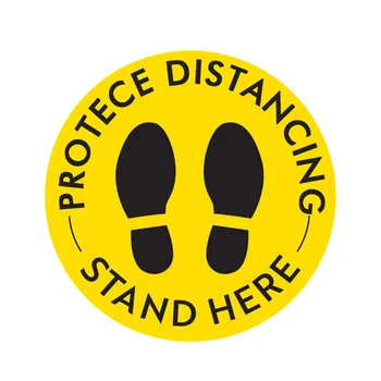 

6ft Public Area Waterproof Stand Here Social Distancing Floor Sign Removable Adhesive Store Anti Slip Bank Safety Decals Cue