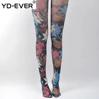 

Creative women tights Pattern Coffee Color Bird Silk Stockings Jacquard Retro Spring Summer Pantyhose Thin Section Cotton