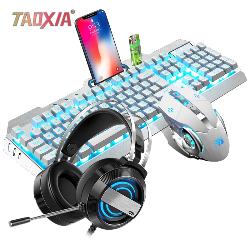  Mechanical Keyboard And Mouse Headset Three-piece Suit Desktop Computer Notebook Gaming Peripherals