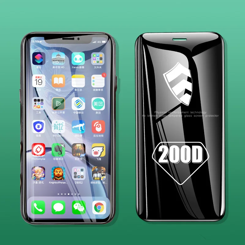1 Pcs Black Glass 200D полное покрытие закаленное стекло для iphone 11 Pro X XR XS MAX защитное стекло iphone 11 Pro защита экрана на iphone 11 7 8 - Цвет: 1 Pcs Black Glass