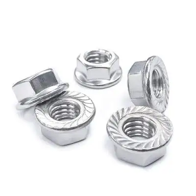 

1/4-20 Serrated Flange Hex Lock Nuts Bright Finish 304 Stainless Steel 18-8 100 PCS