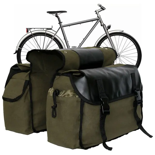 NEW Urban Touring Doppelsatteltaschen aus Segeltuch mit Aufbau für Radreisen-E-Bike-Touren-wasserdicht- 1