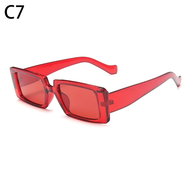 Candy Color Vintage Wide Frame Women Sunglass Small Rectangle Sunglasses Summer Female UV400 Lens Trendy Eyewear Wholesale C7