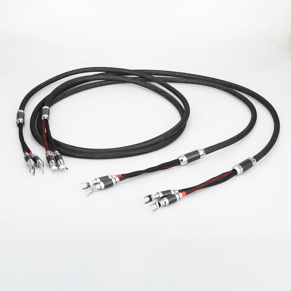 Audiocrast SC316AG 100% Pure Solid Silver Speaker cable with carbon fiber Spade Plug Loudspeaker Cable HIFI | Электроника