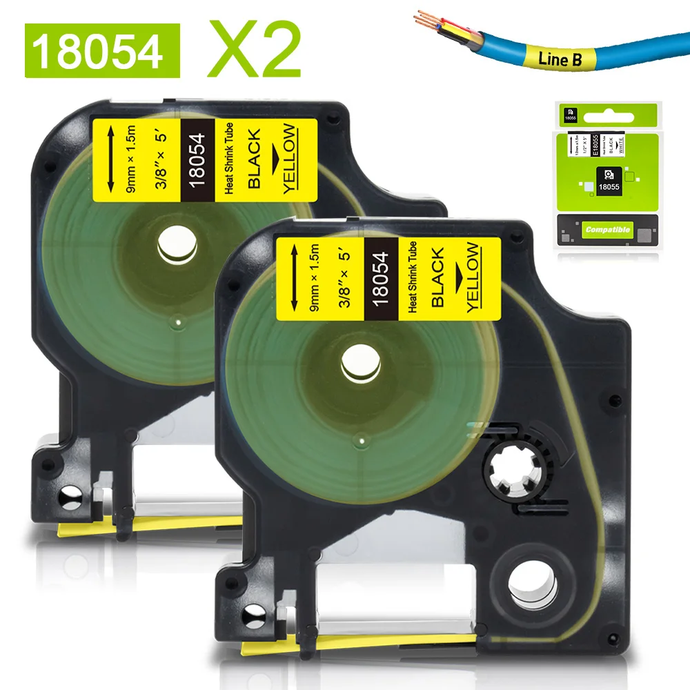2pk Replace Dymo Label Tape Printable Heat Shrink Tube Tape 18054 For Dymo Rhino Label Maker