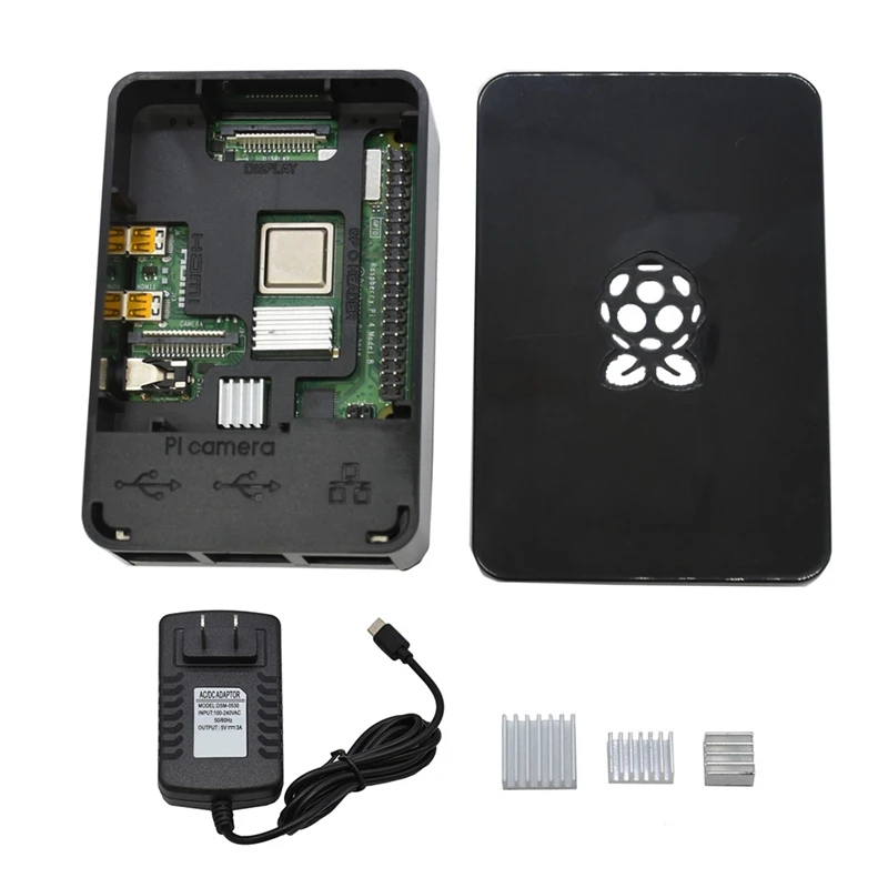 Для Raspberry Pi 4 Модель B ABS чехол 4G Оперативная память комплект с черной радиатора 5V 3A Мощность адаптер для Raspberry PI 4B