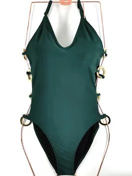 

2020 new solid color bikini bikini suit push-up style green