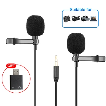 

Mouriv CM208 TRS Lapel Clip-on Omnidirectional Condenser Mic with USB Adapter Interview Microphone for DSLR Camera,Camcorder,PC
