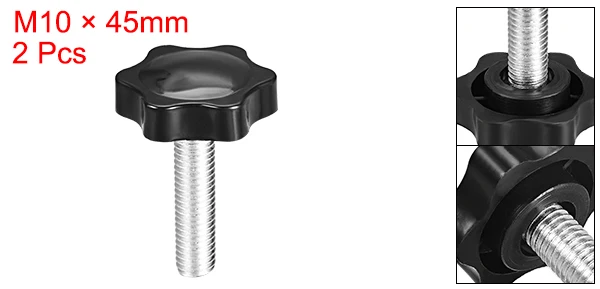M10x45mm 2pcs Uxcell 2/3/4/5 шт зажимной вывинчивающейся головки, 47(Европа)/48 мм Диаметр Слива Шестигранная форма ручки звезда Ручка M10 × 16/20/25/40/45/50 мм с наружной резьбой - Цвет: M10x45mm 2pcs