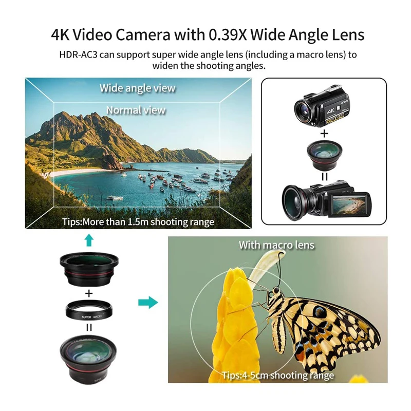 Video Camera 4K for Blogger, Ordro AC3 IR Night Vision WiFi Digital Cameras Professional, YouTuber Vlogging Camcorders  Full HD - Image 5