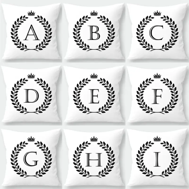

ACBD 26 Letters English Alphabet Throw Pillow Sham Cushion Case Covers Sofa Car Cushion Cover Home Decor 18x18 Inch(45cm x 45cm)