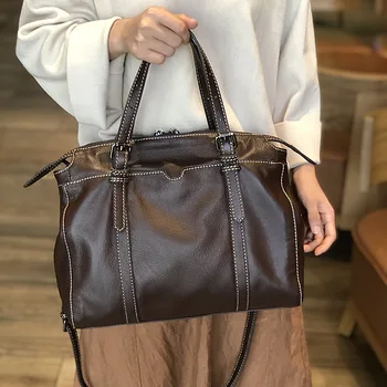 

Brand New Top Quality Women Shopping Bag 100% Cowhide Classical Designer Genuine Leather Handbags Large Capacity Totes