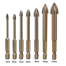 

7Pcs 3-12mm Tile Drill Bits Set Cross Hex Shank Glass Drilling Tool For Marble Ceramic Concrete Brick Metal