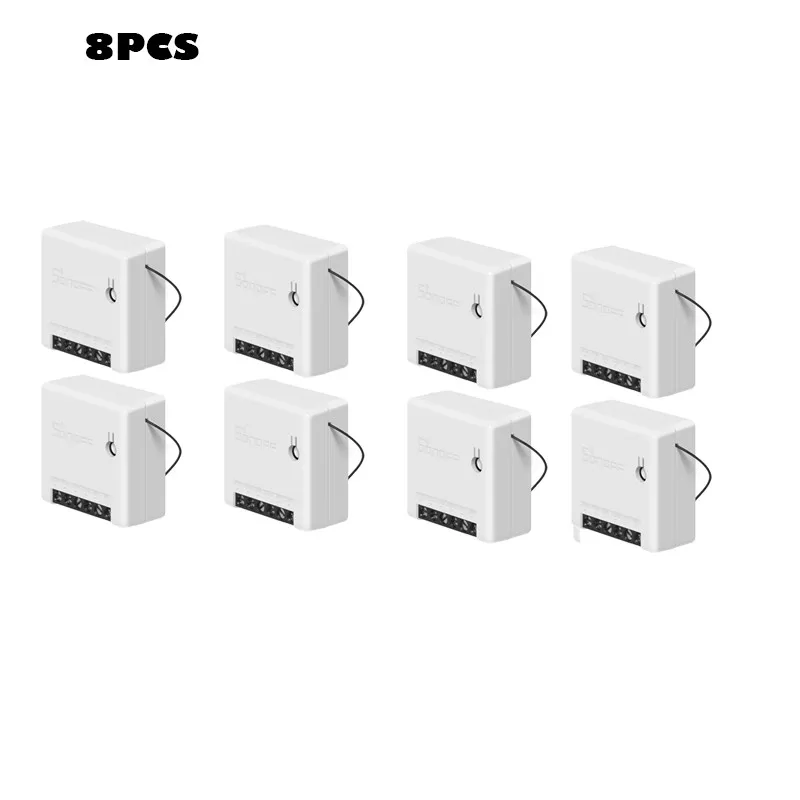 Sonoff Мини DIY умный переключатель маленький корпус приложение дистанционное управление Wifi переключатель Поддержка внешнего переключателя с Alexa Google Home - Комплект: 8 pcs