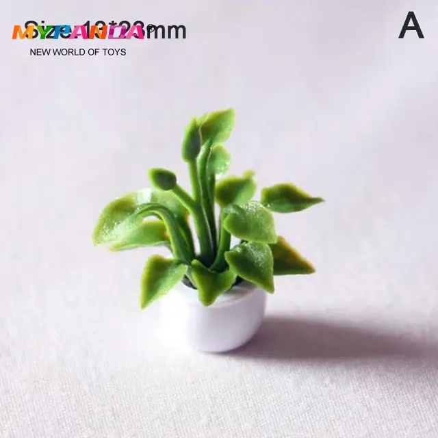 1PC Simulation Potted Plants 1:12 Dollhouse Miniature Green Plant In Pot Furniture Home Decor Accessories 4