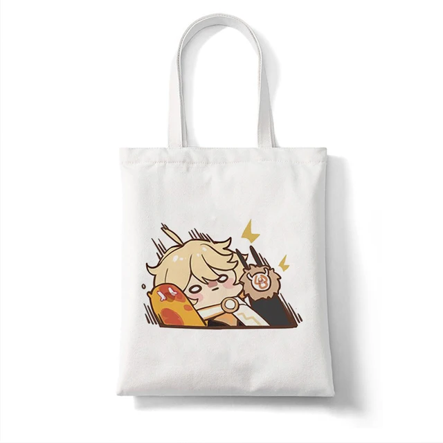 Canvas Bag Shopper Bag Genshin Game Kawaii Anime Shopping Bags Handbags Shoulder Bag Casual Handbag Women High Capacity Eco Bag B360L