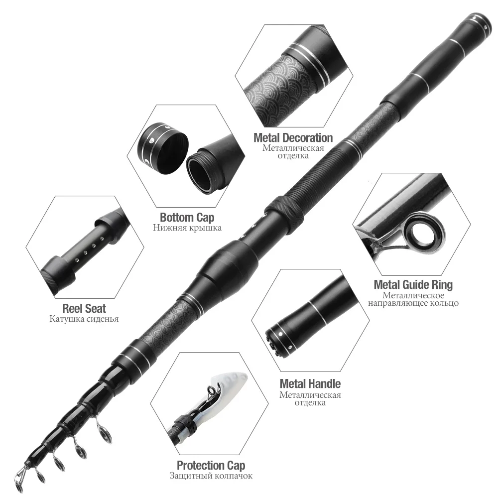 DONQL 1.8m-3.0m Telescopic Fishing Rod Spinning Carbon Fiber Ultrashort Travel Multifunction Telescopic Fishing Rod Fish pole 主图04 (2)