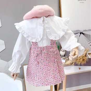 

Toddler Kid Baby Girl Clothes Set Long Sleeve White Shirt Dress Set Elegant Cute Street wear Party Warm Formal OutfitE