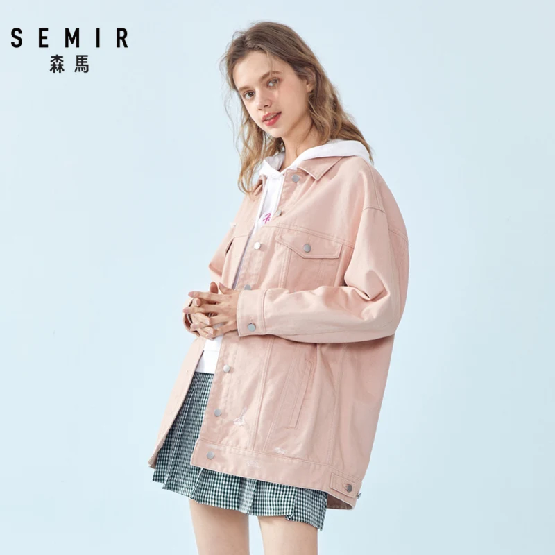 Semir куртка женская весна и осень свободный отворот вышивка дизайн чувство студента корейский тренд хлопок куртка
