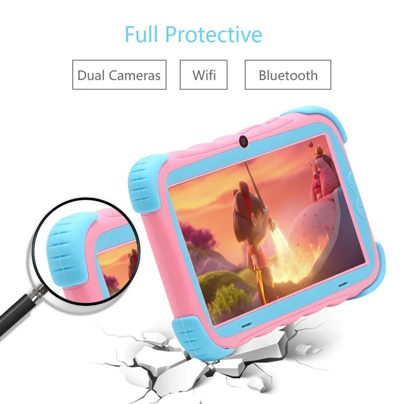 

Android 7.1 Tablet PC with 7 Inch IPS Eye Protection Screen 1GB+16GB WiFi Camera Bluetooth GMS Certified Kids-Proof Children Tab