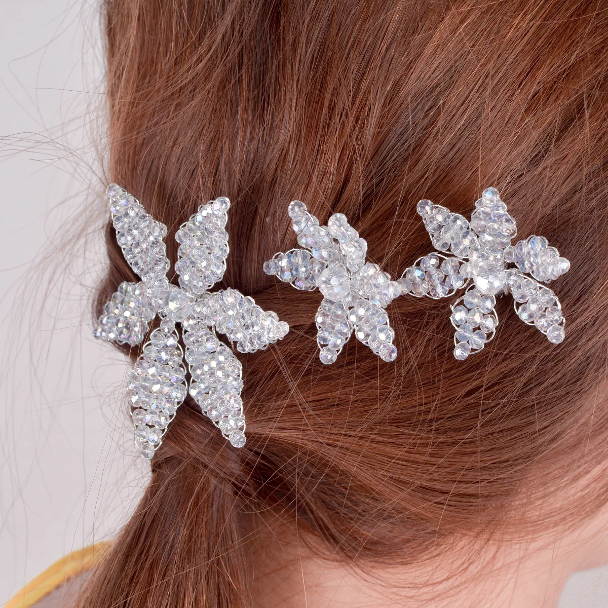 

Shi xin Europe And America Fashion Parts Japanese Korean Popular Bride Five-pointed Star Studded Pearl Women's Comb Hair Accesso