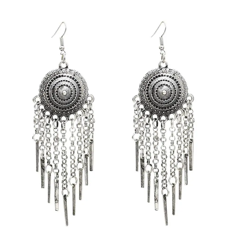 earring Турецкий Цыганский Винтажный серебряный металлический колпачок для танца живота цепочка для тела на талию резной цветок кисточка Шарм пояс цепь украшения для тела для женщин - Окраска металла: earring