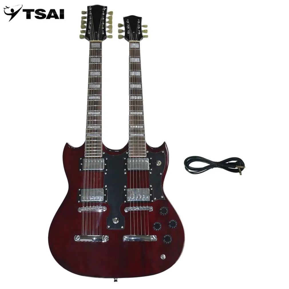 

TSAI SY-NE-005 12 Strings Double Necks Electric Guitar with Double Coil Pickup Mahogany Body Mahogany Shank