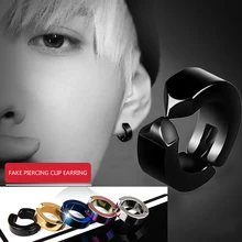 

Stainless Steel Round Fake Piercing Clip Earrings For Men Trendy 2021 Trendy Hip Hop Rock Punk Earrings Jewelry Female
