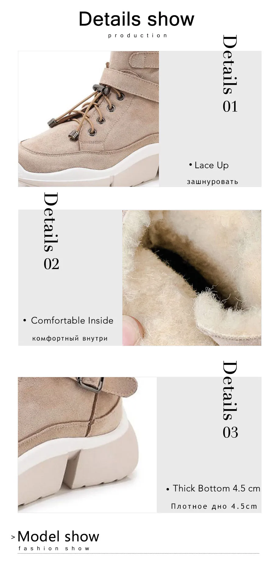 Coolcept/женские зимние ботинки из натуральной кожи с пряжкой; Новое поступление; Теплые ботильоны с круглым носком; Повседневная модная обувь для женщин; Размеры 35-39