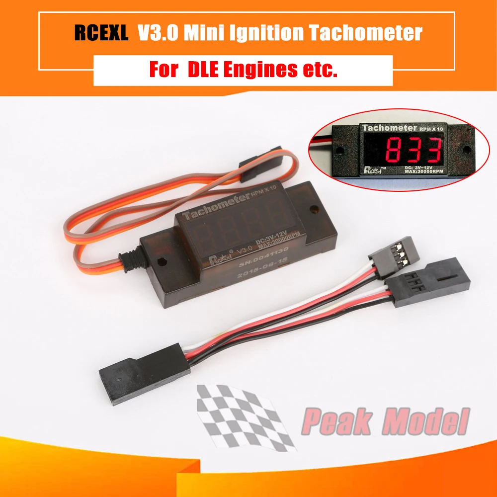 Rcexl V3.0 Mini Ignition Tachometer Speedometer igniter accessories for DLE Engines MT Engines Gas RC Airplane
