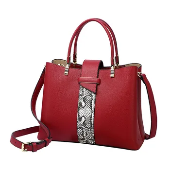 

Leather Handbags Women 2020 Snake Grain Leather Ladies Luxury Shoulder Bags Messenger Mother Bag