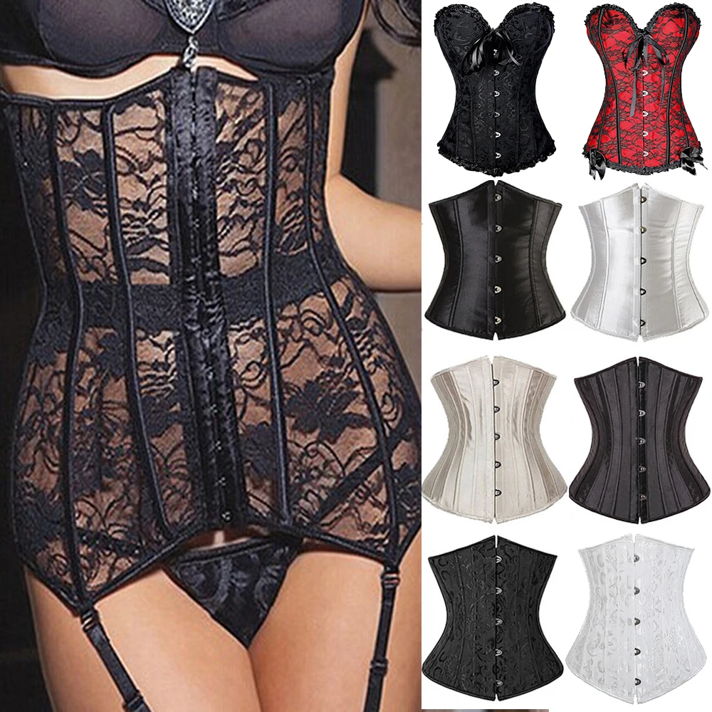 Miglior Donna Lace Underbust Vita Trainer Corsetto Corsetto Nero Più Il Formato S 6XL Controllo Dello Shaper Del Corpo Pancere, Busti e Cinture contenitive Corsetti e Bustini