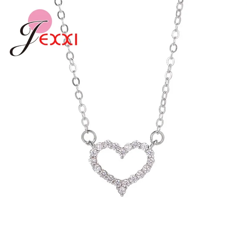 

New Collection Authentic 925 Sterling Silver Heart Pattern Pendant Necklaces For Women Girls Wedding Jewelry Accessory
