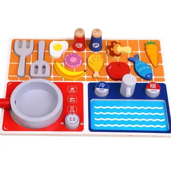 

None Simulate Wooden Kids Kitchen Toy Set Play-House Cooking Utensil Toy Gift Ornament