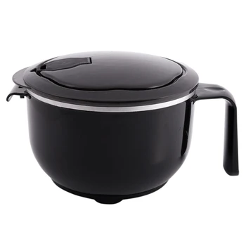 

Double Stainless Steel Chinese Instant Noodle Bowl with Lid Handle Induction Cooker Heating Food Box Kitchen Lunch Box-Black