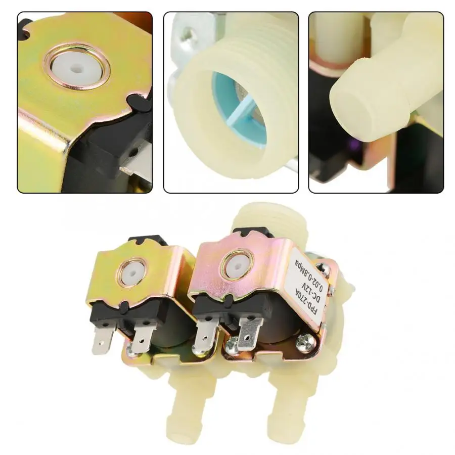 DN20 G3/4N/C 2-голова водный Впускной Электрический соленоид клапан входной для стиральной машины клапан DC12V нормально закрытый Тип двойная головка клапана